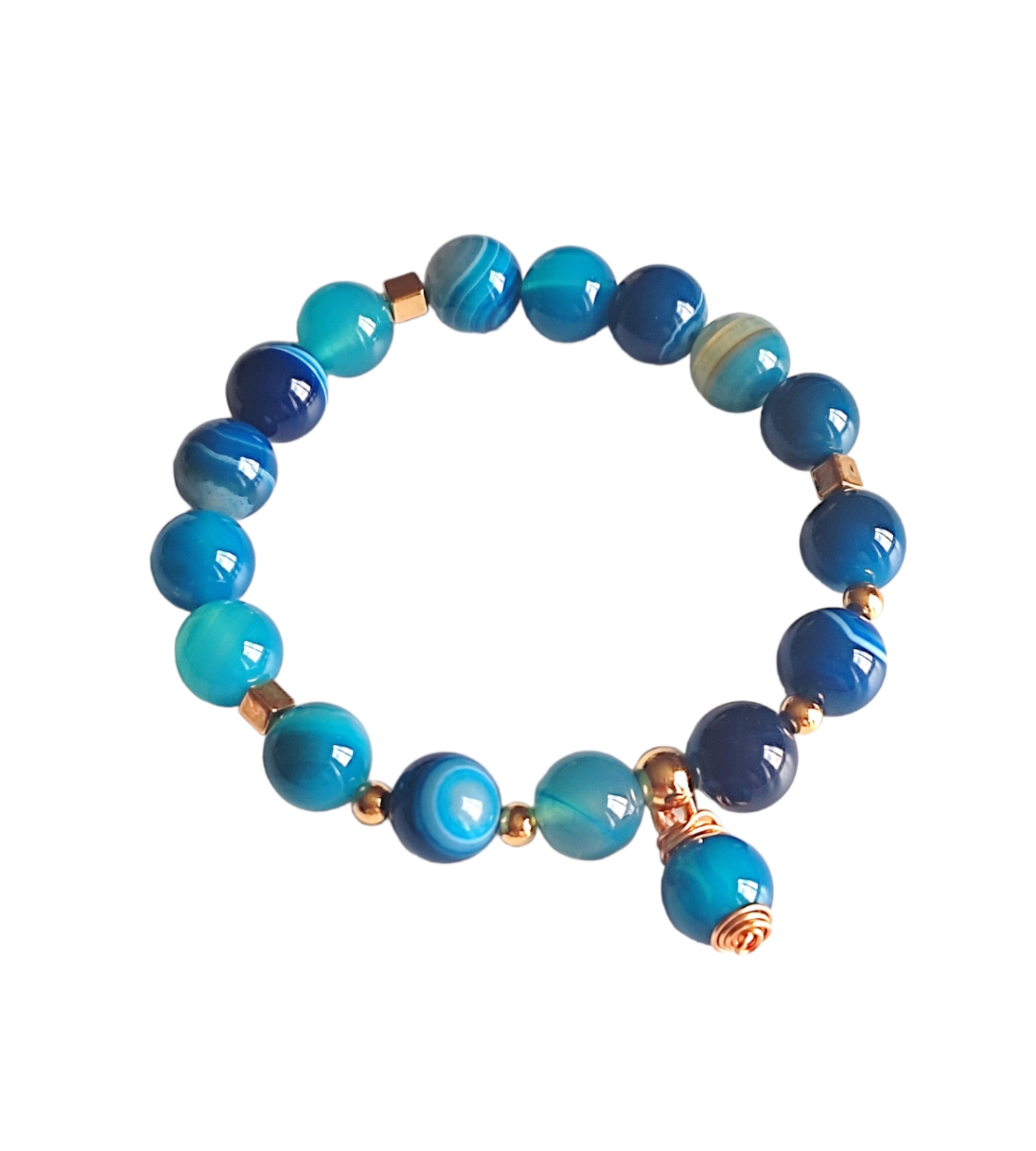 Pulsera básica de Piedra natural 10mm – Dije de Piedra con detalle de alambrismo - Imagen 2