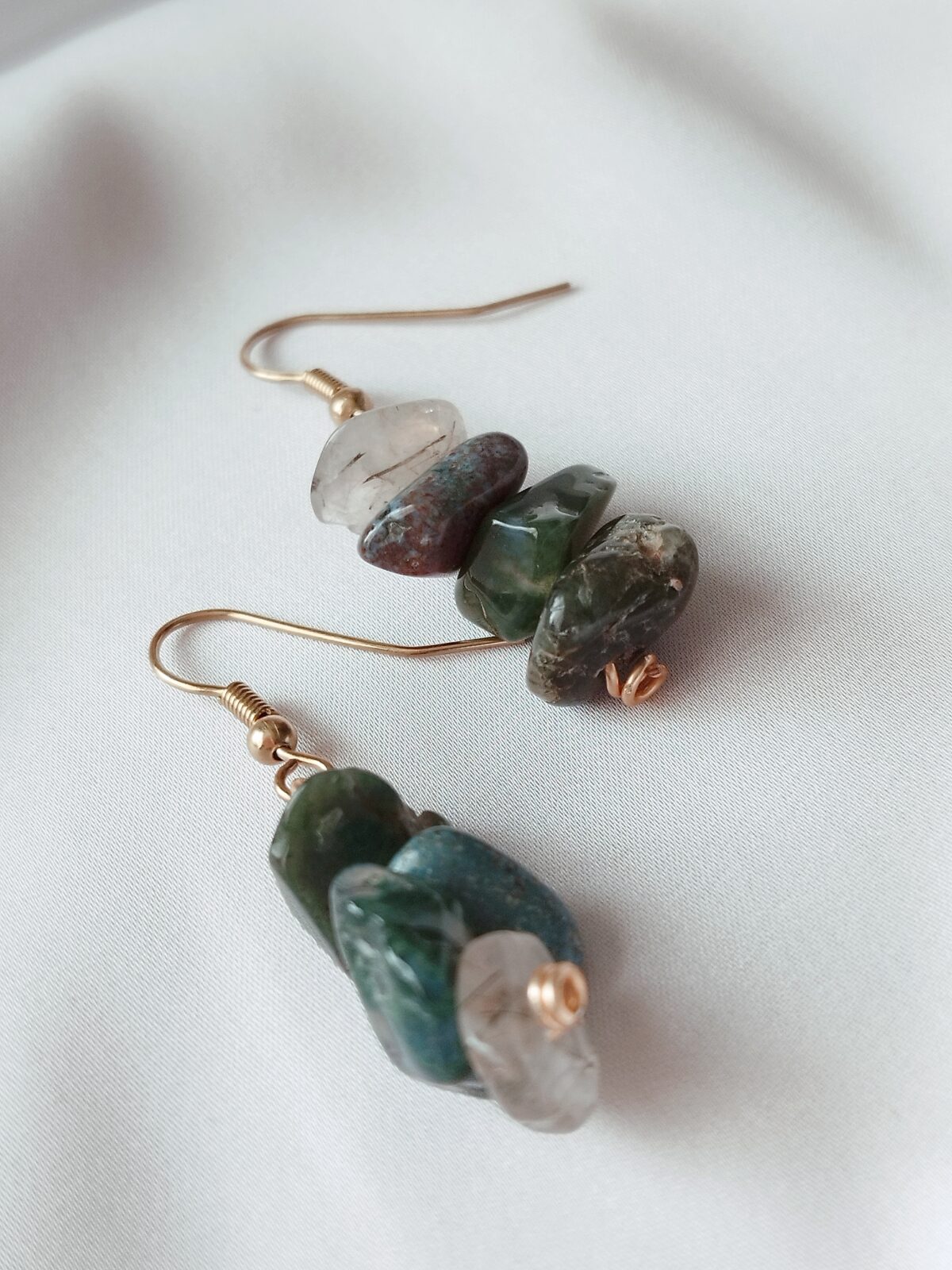 Aretes de Piedra Natural Picada - Gancho en Acero