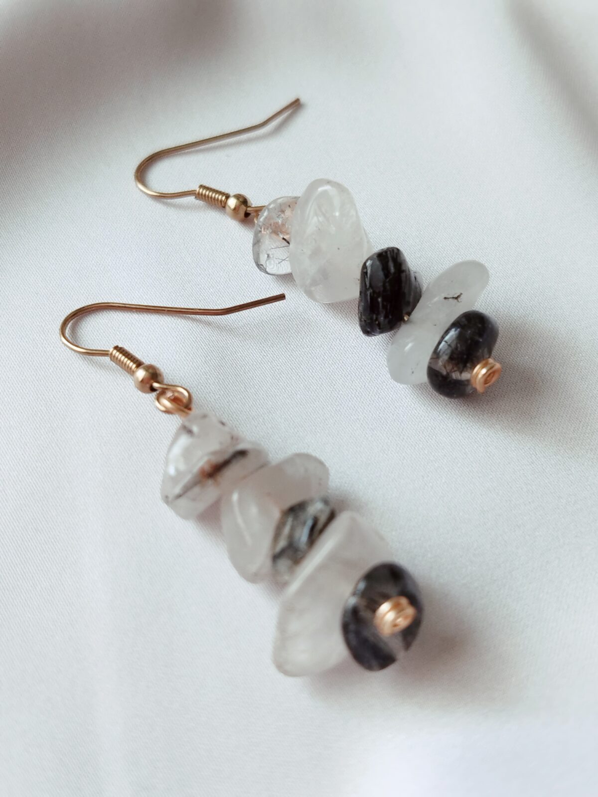 Aretes de Piedra Natural Picada - Gancho en Acero - Imagen 2