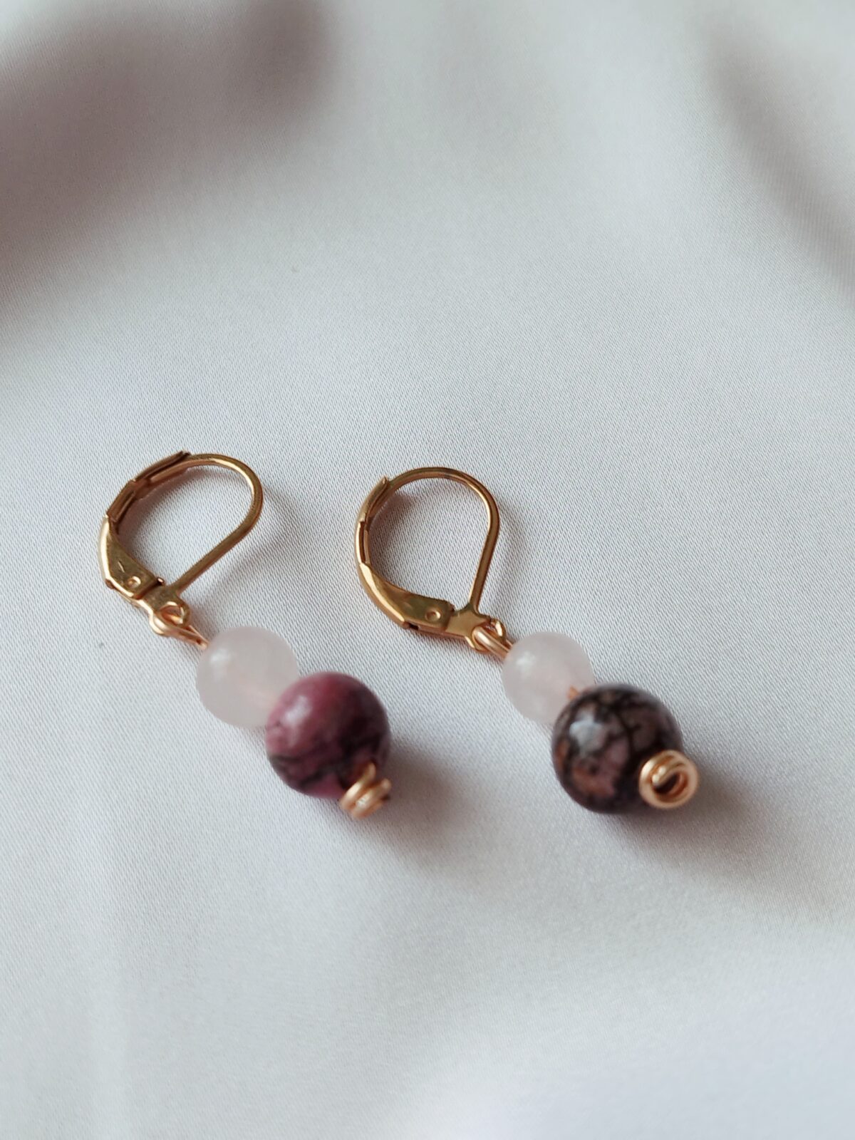 Aretes de Piedra natural pequeños. Gancho en Acero - Imagen 2