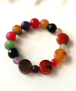 Pulsera básica en Piedras naturales de Ágatas facetadas planas y redondas