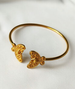 Pulsera Precolombina de aro Nariguera Mariposa Tairona. Pieza con baño de oro de 24k