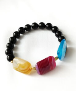 Pulsera básica  de Piedra natural de Ágatas Planas y Ónix