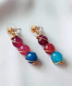 Aretes  de  Piedra Natural de Ágata Facetada  - Topo Precolombino