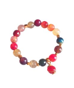 Pulsera básica de Piedra natural 10mm – Dije de Piedra con detalle de alambrismo
