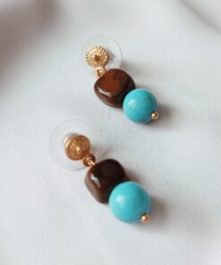 Aretes de Piedra natural pequeños. Gancho en Acero