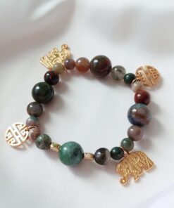 Pulsera en Piedras naturales de Ágata Hindú – Dijes en Samak