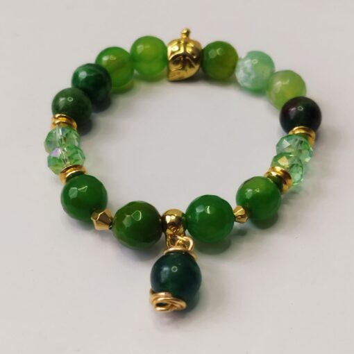 PULSERA ELASTICA EN PIEDRA NATURAL - DIJE EN PIEDRA Y ALAMBRISMO