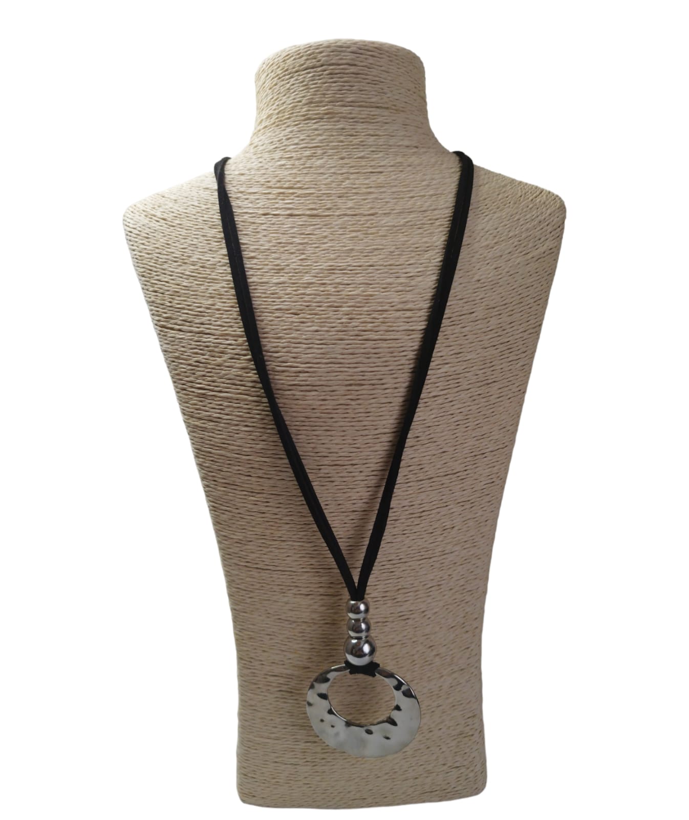 Collar largo de cuero - Dije Redondo