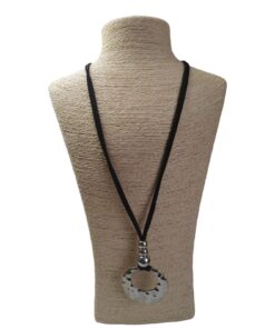 Collar largo de cuero - Dije Redondo