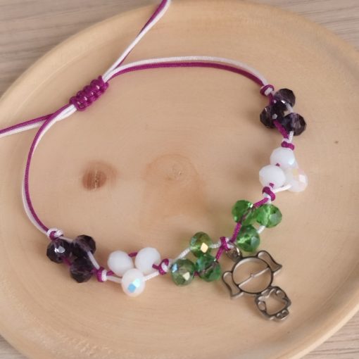 PULSERA DE HILO CON MURANOS DE CRISTAL  -DIJE O SEPARADOR DE ACERO - Imagen 3