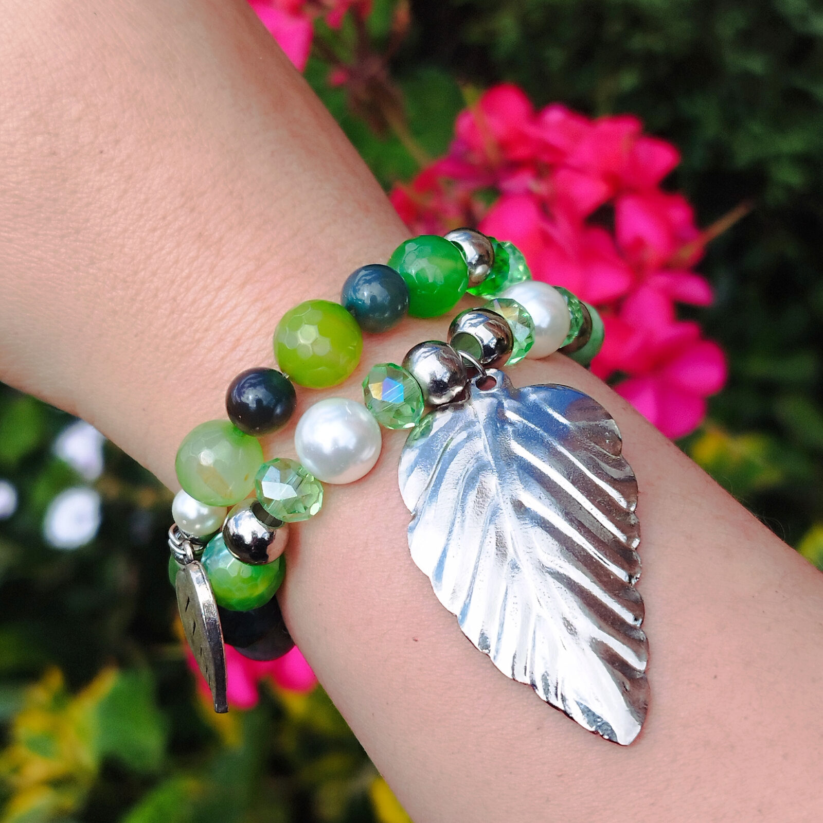 PULSERA ELASTICA EN PIEDRA NATURAL - MURANOS - DIJES EN SAMAK - Imagen 4