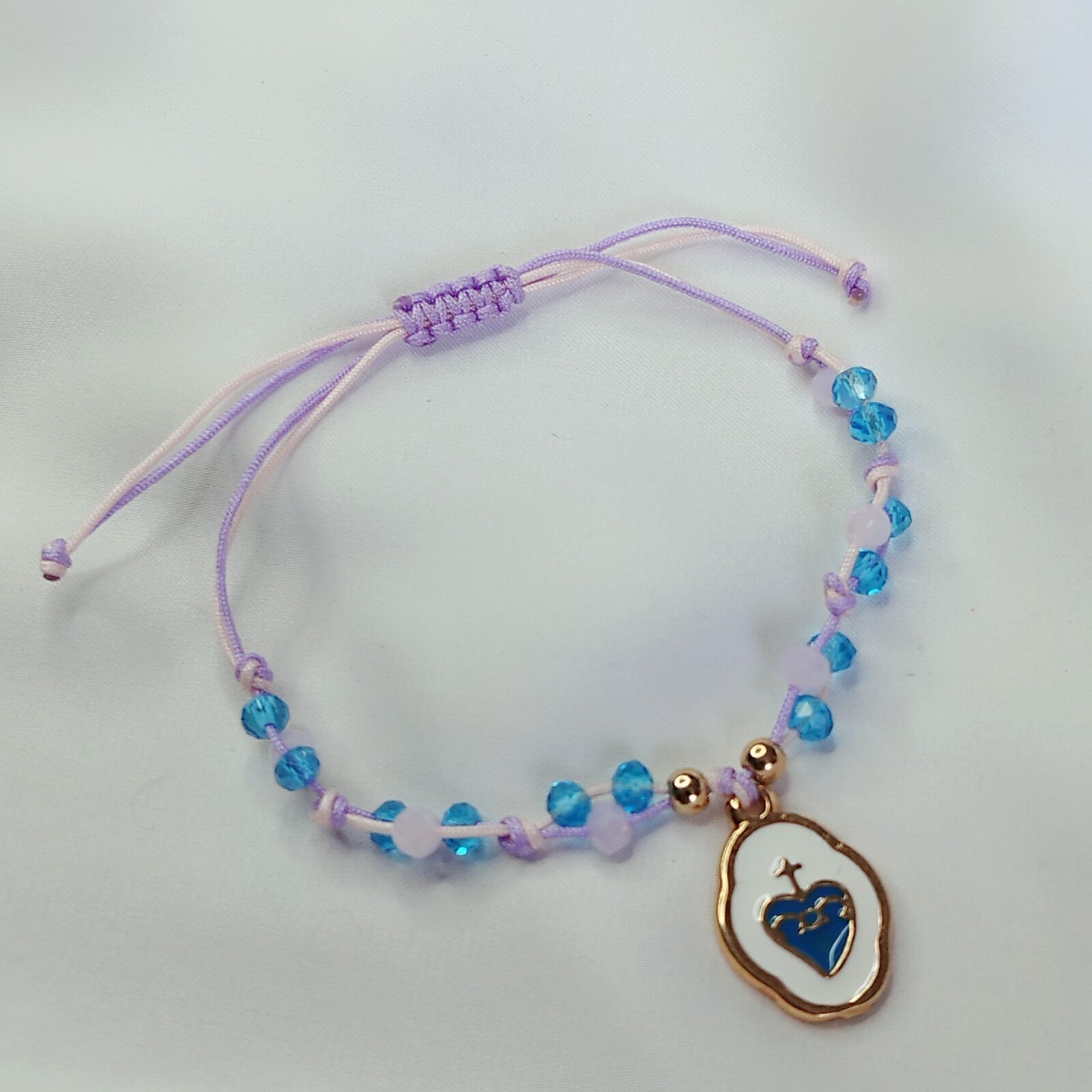 PULSERA DE HILO CON MURANOS DE CRISTAL  -DIJE O SEPARADOR DE ACERO - Imagen 9