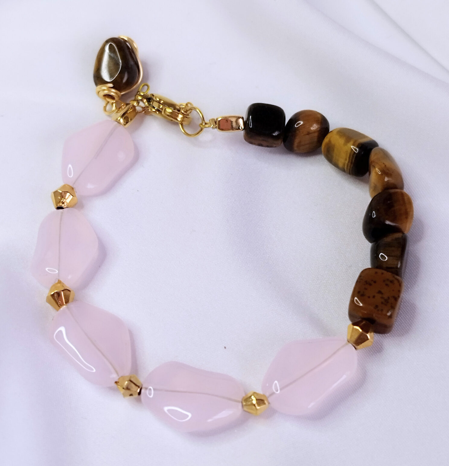 PULSERA EN PIEDRA NATURAL MIXTA- BROCHE EN ACERO