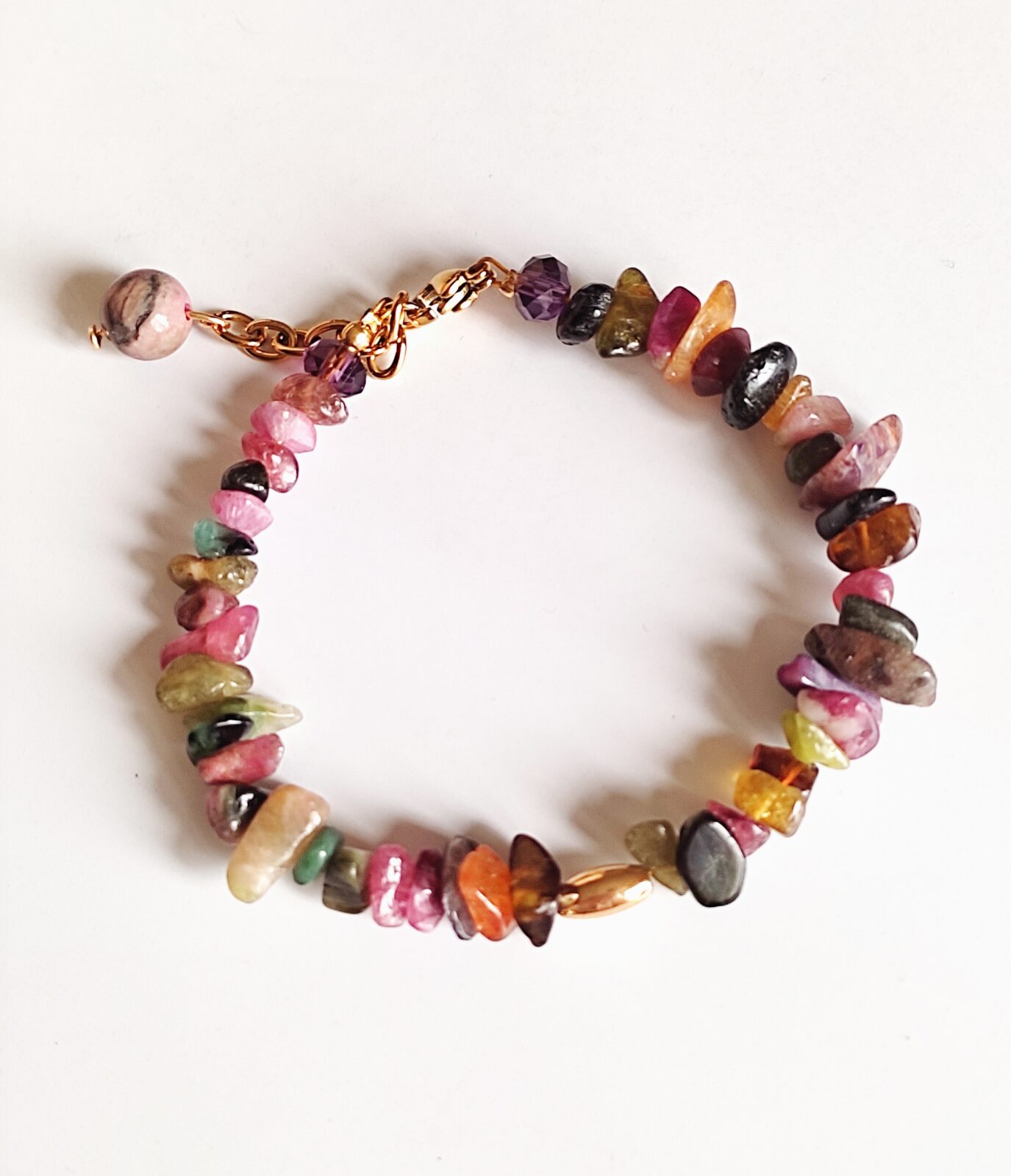 PULSERA EN PIEDRA NATURAL PICADA - BROCHE EN ACERO - Imagen 3