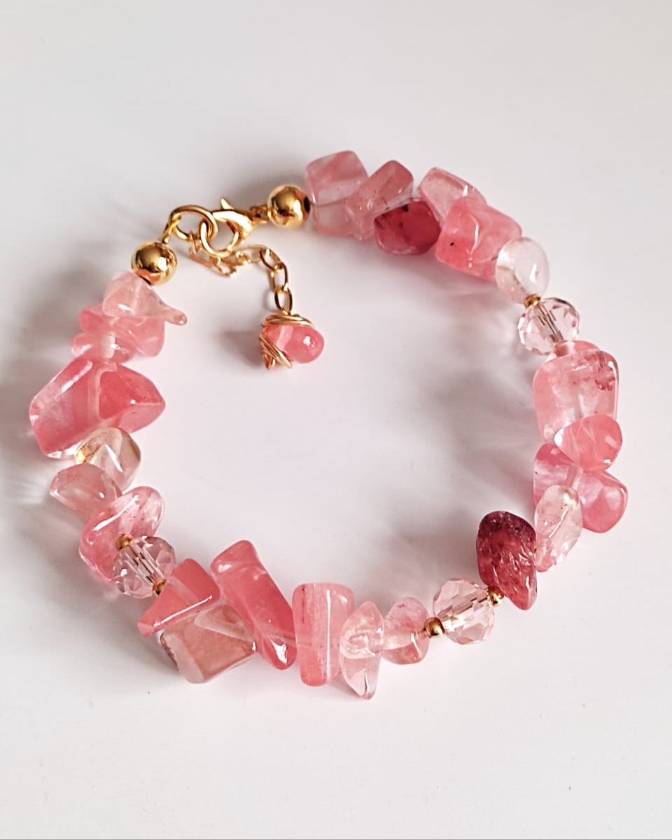 PULSERA EN PIEDRA NATURAL PICADA - BROCHE EN ACERO - Imagen 5