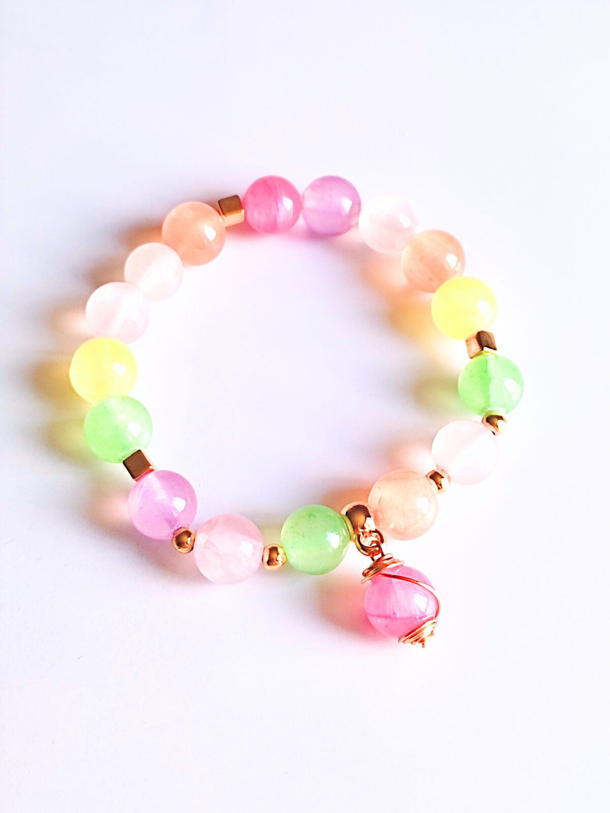 PULSERA ELASTICA EN PIEDRA NATURAL - DIJE EN PIEDRA Y ALAMBRISMO - Imagen 4