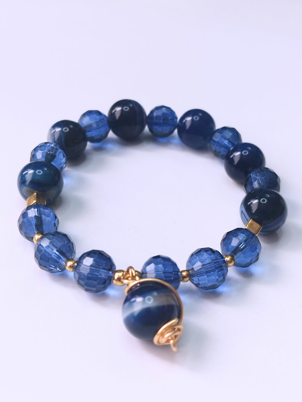 PULSERA ELASTICA EN PIEDRA NATURAL - DIJE EN PIEDRA Y ALAMBRISMO - Imagen 3