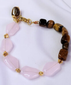PULSERA EN PIEDRA NATURAL MIXTA- BROCHE EN ACERO