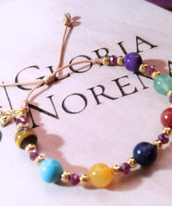 PULSERA DE HILO CON PIEDRAS NATURALES -DIJE O SEPARADOR DE ACERO